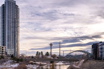 View of the Platt River at Confluence Park, Denver