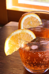 A couple of summer cocktails, aperol spritz drinks