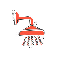 Shower sign icon in comic style. Bathroom water device vector cartoon illustration on white isolated background. Wash business concept splash effect.