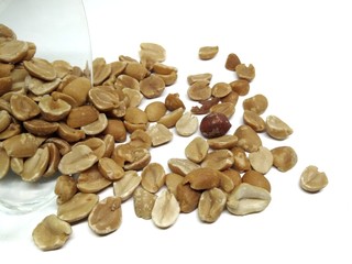 Peanuts on white background, Full of peanuts