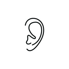 Ear line black vector icon 