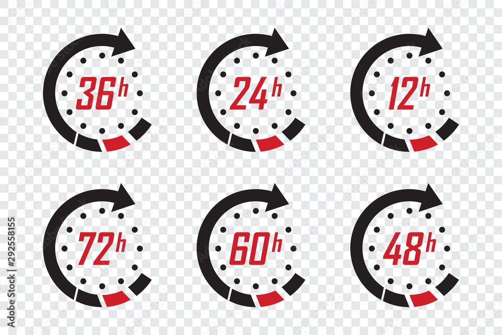 Aufkleber Set of hours clock arrows. Time icons on a transparent background