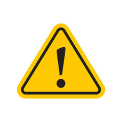 Yellow hazard warning attention icon with exclamation mark symbol