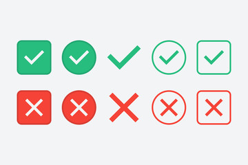 Check and Cross Icons Set Vector Illustration