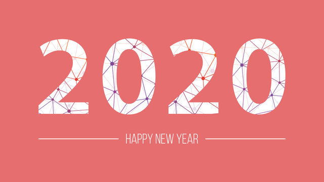 Happy 2020 new year insta colour banner for holidays flyers, greetings and invitations, christmas congratulations cards. Vector illustration.