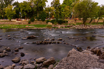 Long exposure shot of Calamuchita river during summer season