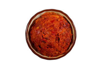 Sour Red Curry Paste (Keang som) isolated on white background