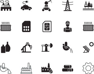 factory vector icon set such as: transformer, pipes, chimney, linear, shape, manual, circle, station, wire, auto, thin, job, alcohol, panels, drop, piping, sea, health, supervisor, sunlight, pumpjack