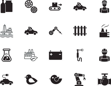 factory vector icon set such as: fossil, team, liquid, chemical, smoke, platform, piping, workshop, nuclear, extraction, valve, heating, pipeline, weld, fresh, packaging, sea, heat, faucet, bottle