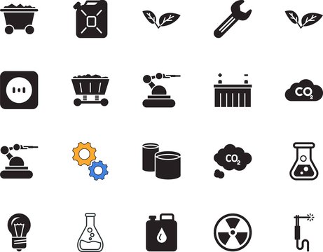 factory vector icon set such as: lightbulb, pipes, welding, development, pipe, torch, piping, cogwheel, drawing, center, iron, communication, danger, mechanics, image, set, spanner, gear, technical