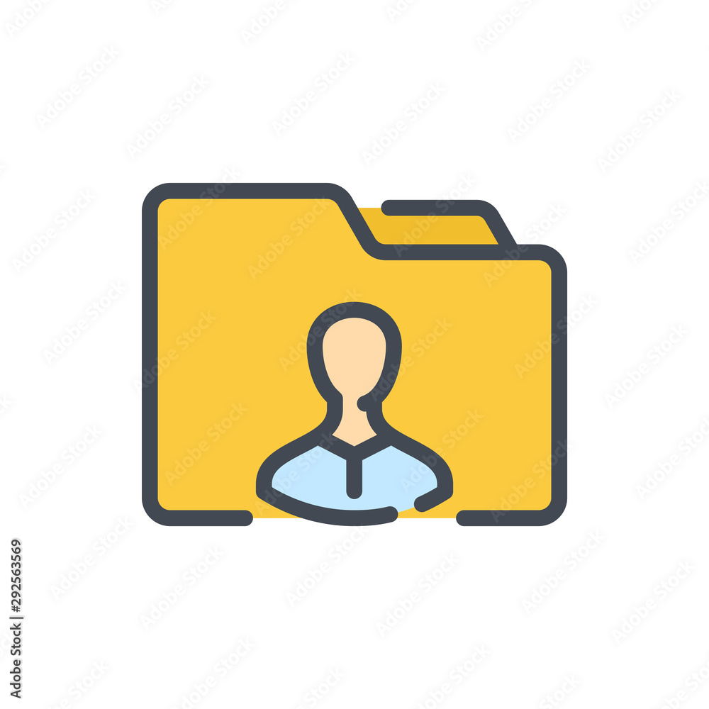 Poster personal folder color line icon. folder with user avatar vector outline colorful sign.