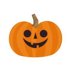 Halloween pumpkin cute illustration. Flat design funny character.