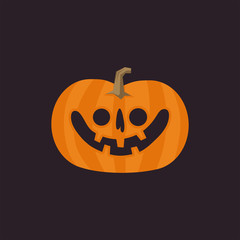 Halloween pumpkin cute illustration. Flat design funny character.