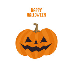 Halloween pumpkin cute illustration. Flat design funny character.