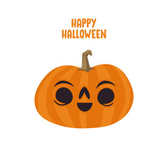 Halloween pumpkin cute illustration. Flat design funny character.