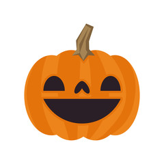 Halloween pumpkin cute illustration. Flat design funny character.