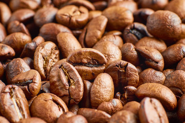 Roasted coffee beans close-up, can be used as a different background.