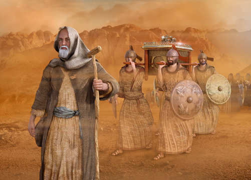 Moses leads the Isrealites through the desert Sinai Exodus