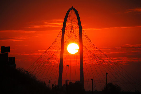 Reggio Emilia, Italy - 09.10.2018: Suspension bridge by Santiago Calatrava over A1 highway