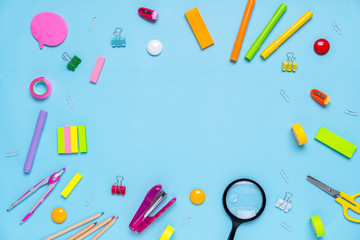 Colorful stationary in concept creative school work