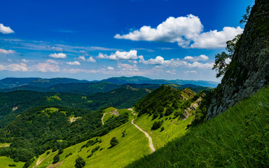 Naklejka premium view of rocks, mountains in countryside