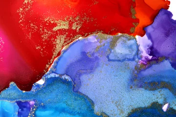 Foto op Canvas Art Abstract paint blots background. Alcohol ink colors. Marble texture. © Liliia
