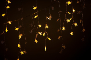 Christmas garland with golden stars