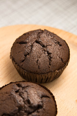 chocolate muffin on a beautiful substrate
