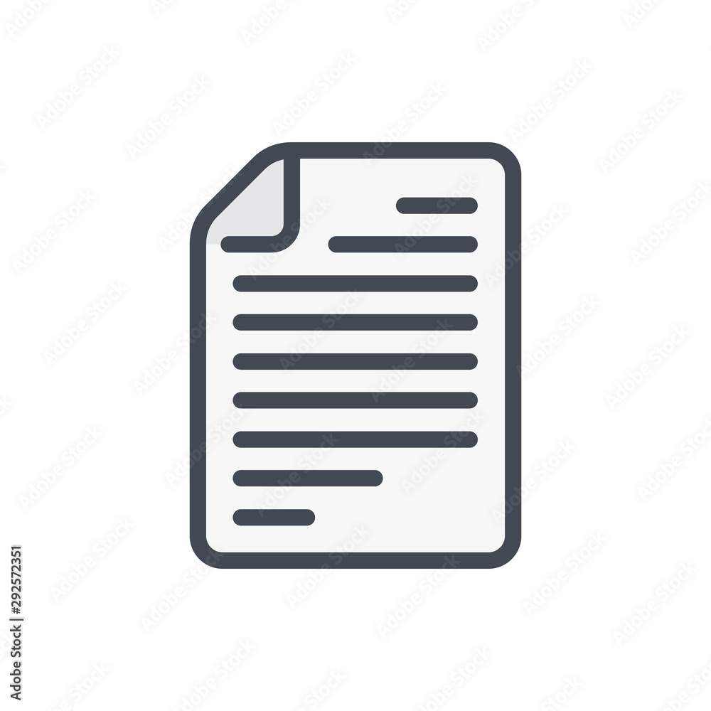 Fototapete Document with text color line icon. File page vector outline colorful sign.