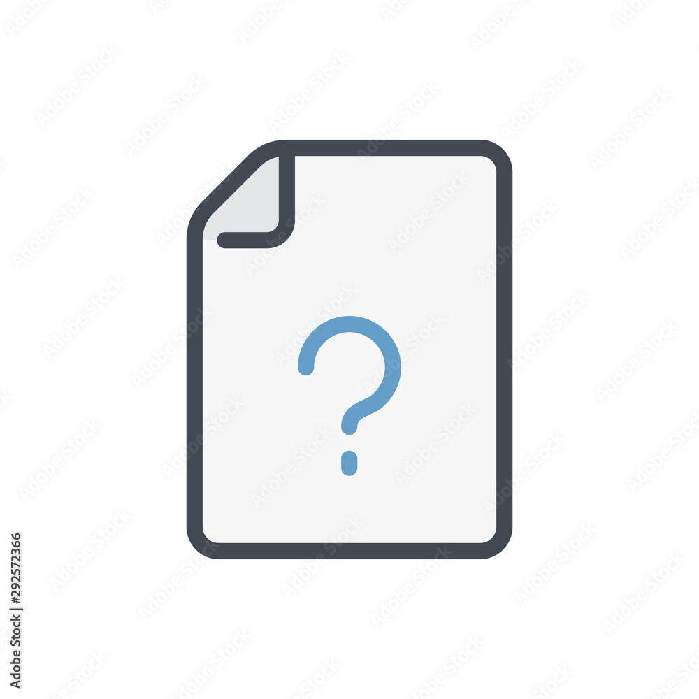 Poster unknown document color line icon. file page with question mark vector outline colorful sign.