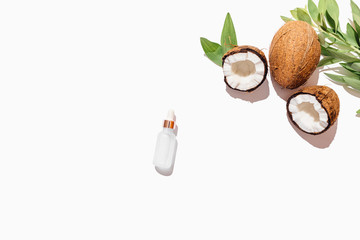 Bottle with natural cosmetic coconut oil
