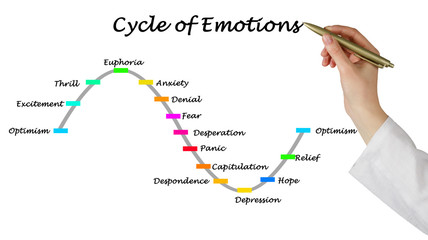 Woman presenting Cycle of emotions