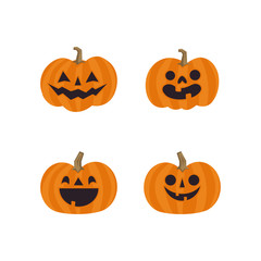 Halloween pumpkin cute illustration. Flat design funny character.