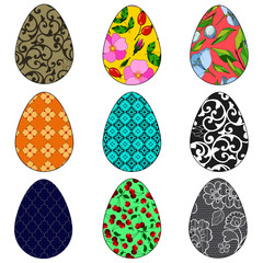 set of Easter eggs, colored Easter eggs