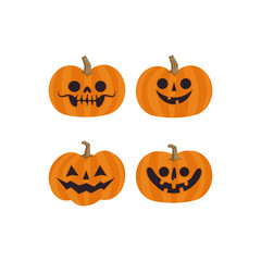 Halloween pumpkin cute illustration. Flat design funny character.