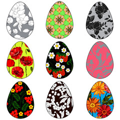 set of Easter eggs, colored Easter eggs