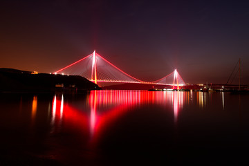 Fototapeta na wymiar Istanbul Yavuz Sultan Selim Bridge Long Exposure at Sunset