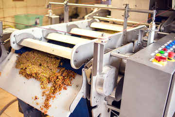 A processing of apples for fresh juice production. Food and healthy drinks