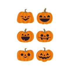 Halloween pumpkin cute illustration. Flat design funny character.