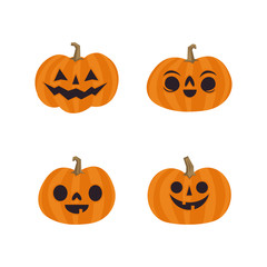 Halloween pumpkin cute illustration. Flat design funny character.