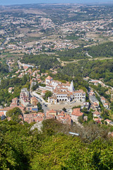 Fototapeta na wymiar View at the Sintra area with National Palace of Sintra and other sightseeing places