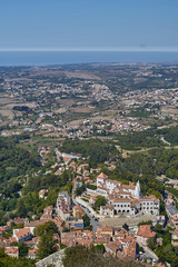 Fototapeta na wymiar View at the Sintra area with National Palace of Sintra and other sightseeing places