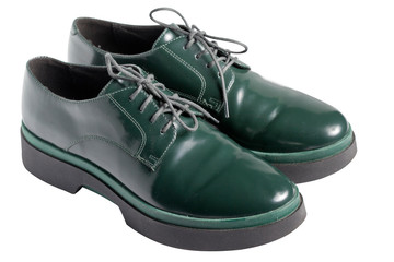 Green leather oxford shoes