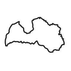 black abstract outline of Latvia map- vector illustration