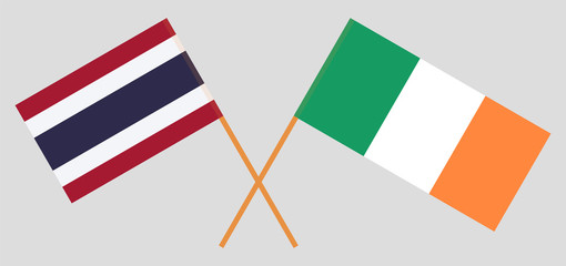 Fototapeta na wymiar Thailand and Ireland. Crossed Thai and Irish flags