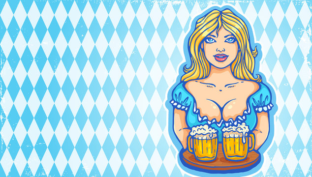 Vector Oktoberfest Girl With Beer