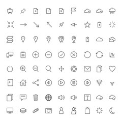 Vector collection of universal black flat icons for web, technology, communication, connectivity, music, media, finance, environment and  more.