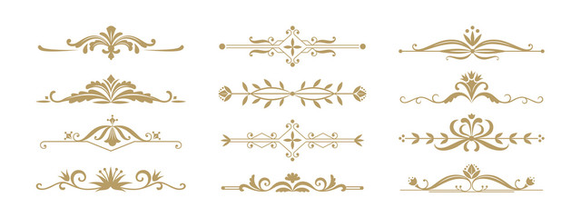 Floral ornamental divider. Vintage decorative elements for wedding invitation and greeting cards. Vector illustration design ornament jewelry dividers and borders for anniversary or celebration events