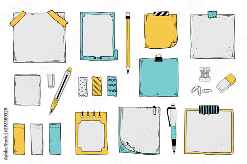Doodle Sticky Notes Notepad Paper Sheets And Stickers With Pen Pencils And Pins Colored Graphic Set Vector Hand Draw Paper Sticky s Banners On White Background Wall Mural Spicytruffel Doodle Sticky Notes Notepad Paper Sheets And Stickers With Pen Pencils And Pins Colored Graphic Set Vector Hand Draw Paper Sticky s Banners On White Background Wall Mural Spicytruffel