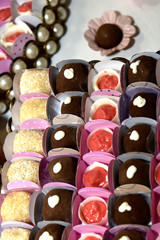 party table with chocolates brigadeiro chocolates
